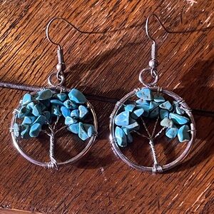 Silver Tree of Life Earrings with Turquoise Stones
Never Worn